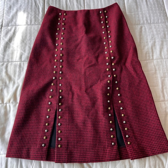 Scotch & Soda Wool Houndstooth Skirt XS Red / White - Picture 3 of 11
